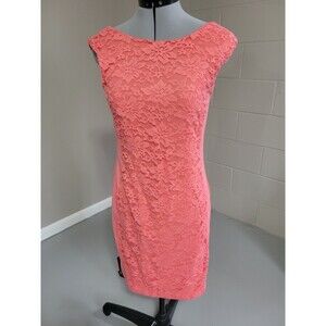 Apt 9 Womens Shift Dress Sleeveless Knee Length Low Back Floral Lace Coral Sz XS